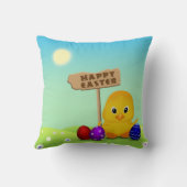 かわいいハッピーイースターのベビーのひよこ クッション (裏面)