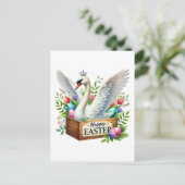 かわいいハッピーイースターの白鳥 シーズンポストカード (スタンド正面)