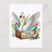 かわいいハッピーイースターの白鳥 シーズンポストカード (正面)