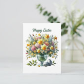 かわいいハッピーイースターの花の休日 シーズンポストカード (スタンド正面)
