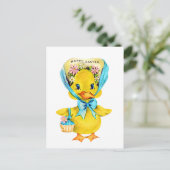 かわいいハッピーイースターアヒルヴィンテージ シーズンポストカード (スタンド正面)