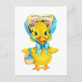 かわいいハッピーイースターアヒルヴィンテージ シーズンポストカード (正面)