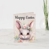 かわいいハッピーイースターウォーターカラーバニー シーズンカード (正面)