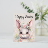 かわいいハッピーイースターウォーターカラーバニー シーズンポストカード (スタンド正面)