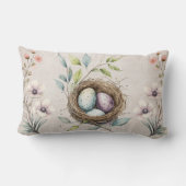 かわいいハッピーイースターウォーターカラーバニー ランバークッション (裏面)