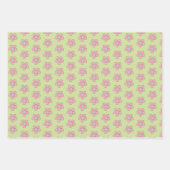 かわいいハッピーイースターエッグシックフラワーズグリーン春 ラッピングペーパーシート (正面3)