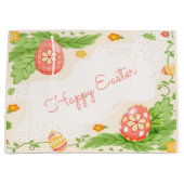 かわいいハッピーイースターエッグスホリデーパーティー ラージペーパーバッグ (正面)