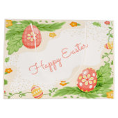 かわいいハッピーイースターエッグスホリデーパーティー ラージペーパーバッグ (裏面)