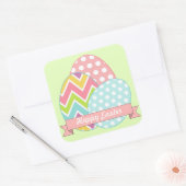 かわいいハッピーイースターエッグズホリデーステッカー スクエアシール (封筒)