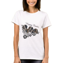 かわいいハッピーイースターエッグブラックフローラモチーフトレンディー