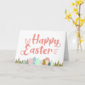 かわいいハッピーイースターエッグ カード (黄色い花)