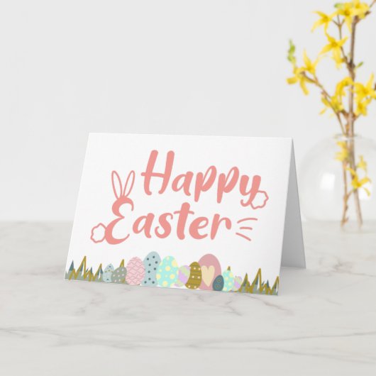 かわいいハッピーイースターエッグ カード (黄色い花)