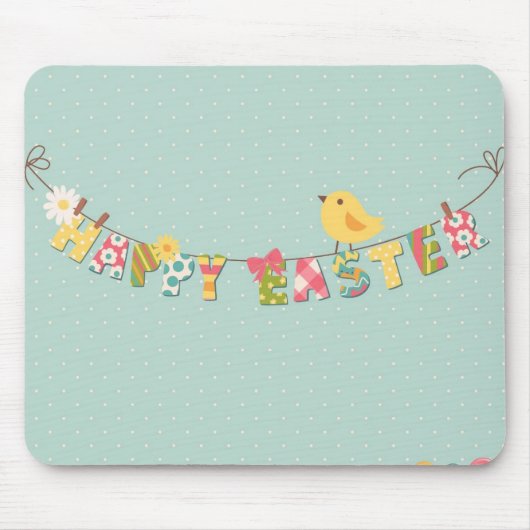 かわいいハッピーイースターカード マウスパッド (正面)