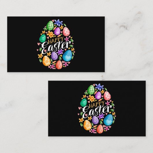 かわいいハッピーイースターデイイースターエッグスバニーラビットイーザ 名刺 (正面/裏面)