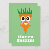 かわいいハッピーイースターニンジンのカード 招待状 (正面/裏面)