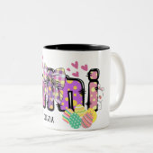 かわいいハッピーイースターバニーの子供のギフトマグパーソナライズされた ツートーンマグカップ (正面右)