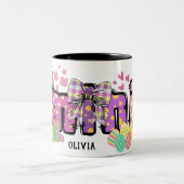 かわいいハッピーイースターバニーの子供のギフトマグパーソナライズされた ツートーンマグカップ (中央)