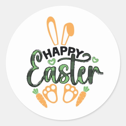 かわいいハッピーイースターバニーホリデイ ラウンドシール (正面)