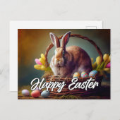 かわいいハッピーイースターバニー ポストカード (正面/裏面)