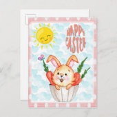 かわいいハッピーイースターバニー ポストカード (正面/裏面)