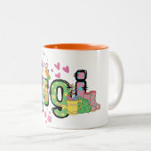 かわいいハッピーイースターバニーgigiおばあちゃんとおばあちゃん ツートーンマグカップ (正面右)