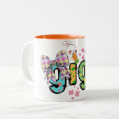 かわいいハッピーイースターバニーgigiおばあちゃんとおばあちゃん ツートーンマグカップ (正面左)