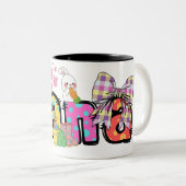 かわいいハッピーイースターバニーnanaギフトマグパーソナライズされた ツートーンマグカップ (正面右)