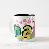 かわいいハッピーイースターバニーnanaギフトマグパーソナライズされた ツートーンマグカップ (正面左)