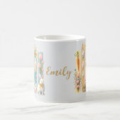 かわいいハッピーイースターピンク金ゴールドブルー垂直 コーヒーマグカップ (中央)