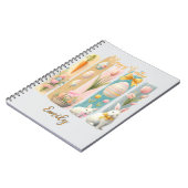 かわいいハッピーイースターピンク金ゴールドブルー垂直 ノートブック (左側)