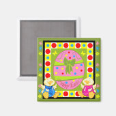 かわいいハッピーイースターマグネットと卵と鶏 マグネット (正面/裏面)