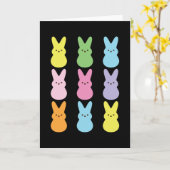 かわいいハッピーイースターマシュマロウサギ子供たち カード (黄色い花)