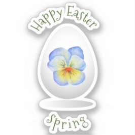 かわいいハッピーイースターミニマルな花の漫画 シール