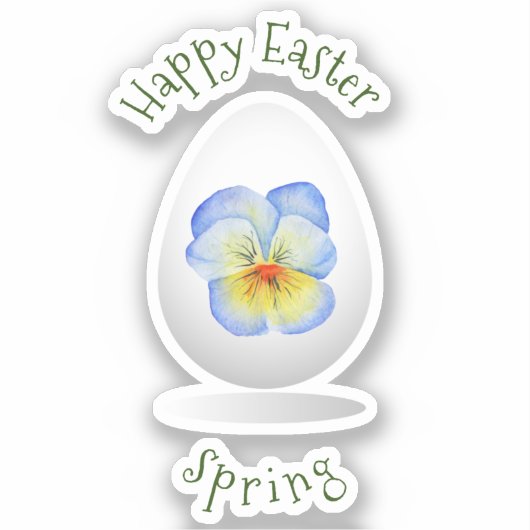 かわいいハッピーイースターミニマルな花の漫画 シール (正面)