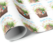 かわいいハッピーイースターラビットインバスケットホリデイ ラッピングペーパー (ロールコーナー)
