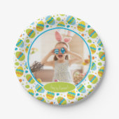 かわいいハッピーイースター卵の模様(写真パーティー) ペーパープレート (正面)