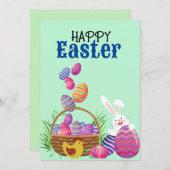 かわいいハッピーイースター卵バニーカード シーズンカード (正面/裏面)