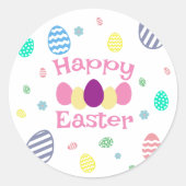 かわいいハッピーイースター卵 ラウンドシール (正面)