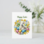 かわいいハッピーイースター子羊 シーズンポストカード (スタンド正面)