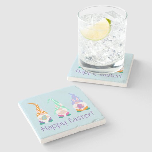 かわいいハッピーイースター格言イースターエッグ春色 ストーンコースター (横)