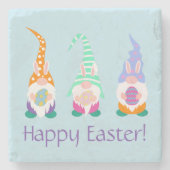 かわいいハッピーイースター格言イースターエッグ春色 ストーンコースター (正面)