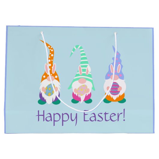 かわいいハッピーイースター格言バニー耳春カラー ラージペーパーバッグ (裏面)