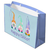 かわいいハッピーイースター格言バニー耳春カラー ラージペーパーバッグ (裏面アングル)