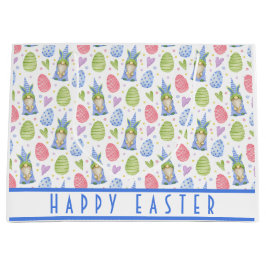かわいいハッピーイースター格言バニー耳春カラー ラージペーパーバッグ