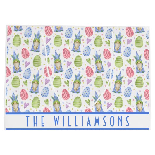 かわいいハッピーイースター格言バニー耳春カラー ラージペーパーバッグ (裏面)