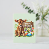 かわいいハッピーイースター牛 シーズンポストカード (スタンド正面)