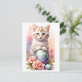 かわいいハッピーイースター猫 シーズンポストカード (スタンド正面)