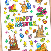 かわいいハッピーイースター ポストカード