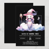 かわいいハッピーウィザード誕生日 招待状 (正面/裏面)