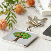 かわいいハッピーウィンキングアップルツリー キーホルダー (側面)